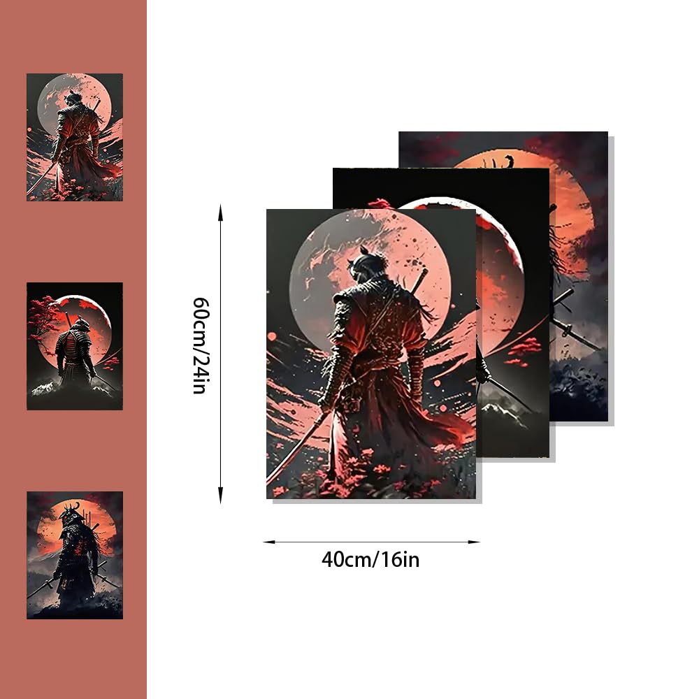 Bonbeau 3Pcs Samurai Wall Art Canvas Japanese cultural painting - Image 2