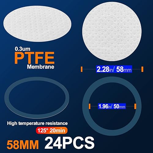 Miniatura 7 de 64 unids 0.787 in diámetro sintético filtro disco hidrófobo PTFE membrana 0.3um poro tamaño adhesivo fuerte para el cultivo de hongos