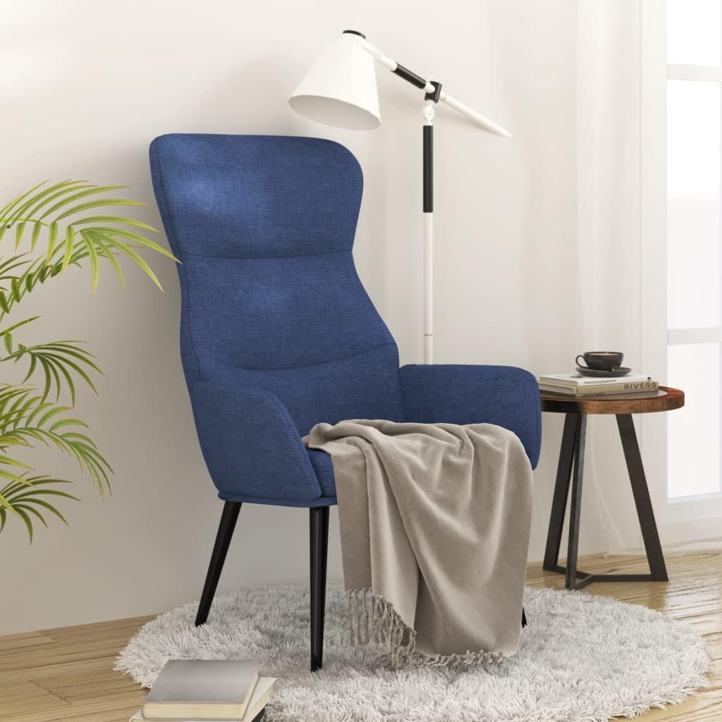 Poltrona relax in tessuto blu con braccioli | Struttura in metallo robusta, rivestimento morbido, imbottitura ottimale, sedia da salotto stabile
