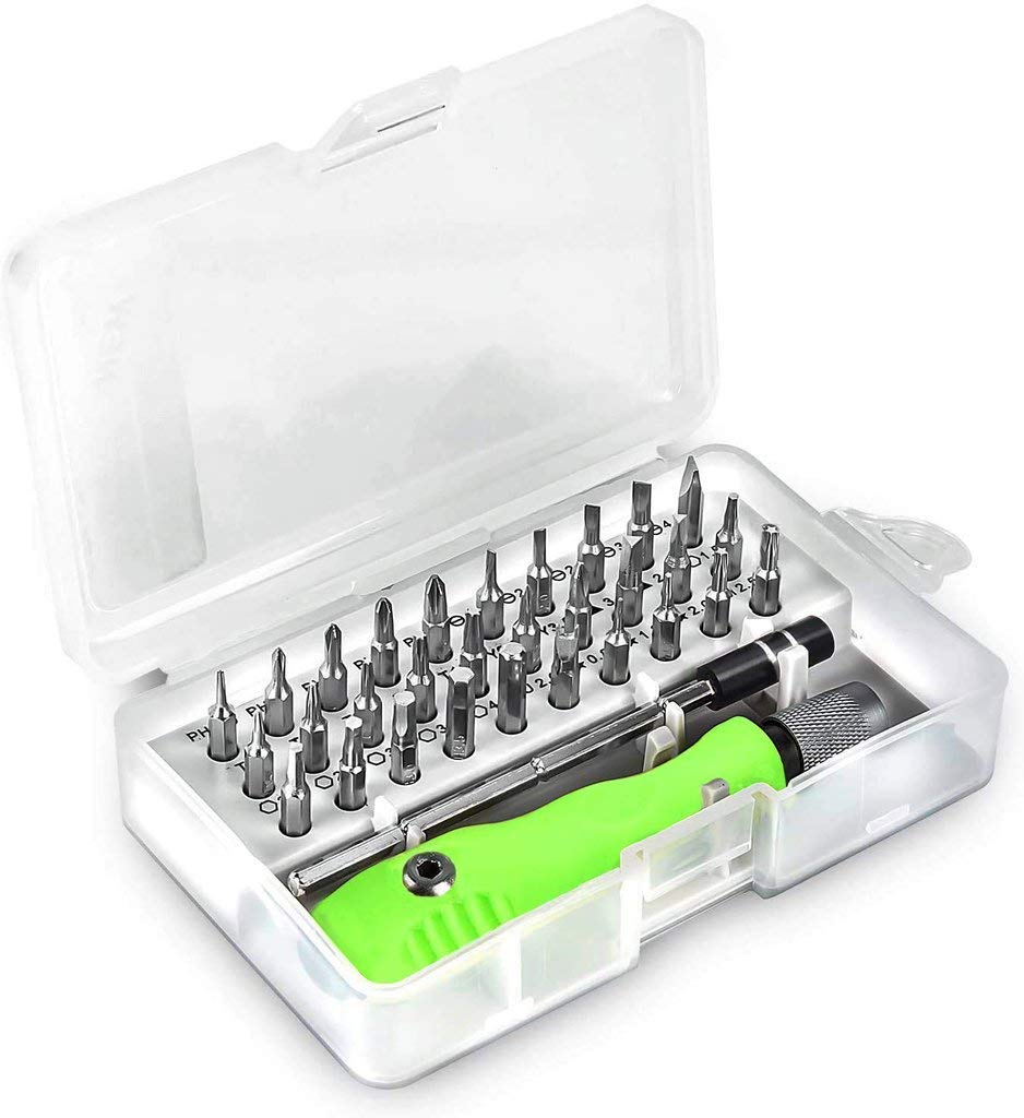 Storin 32 in1 Repair Tool Kit Precision Screwdriver Set for Opening and Repairing Mobile Laptops Tablets Watches Glasses and All Electronics Devices, Clear (B09FFC6TZL) Amazon Price History, Amazon Price Tracker