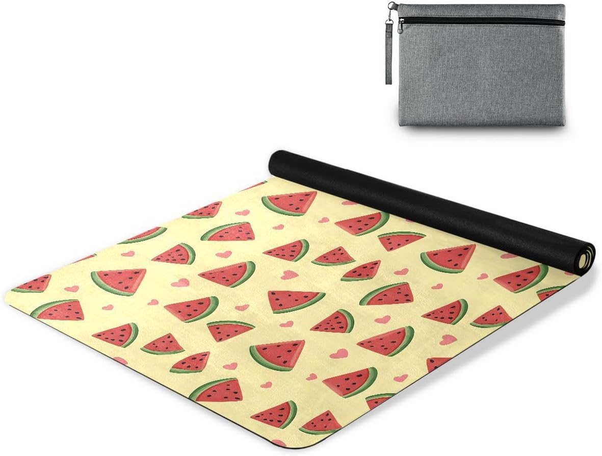 ALAZA Watermelon Heart Pattern Yoga Mat Non Slip Fitness Exercise Mat, Workout Mat for Yoga, Pilates and Floor Exercises
