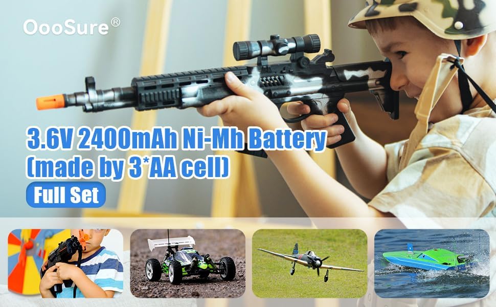 Miniatura 8 de HJ 2 unids 3.6 V 2400 mAh NI-MH 3xAA SM2P batería con cable de carga USB para algún tipo de coche de juguete RC barco avión linterna caja fuerte