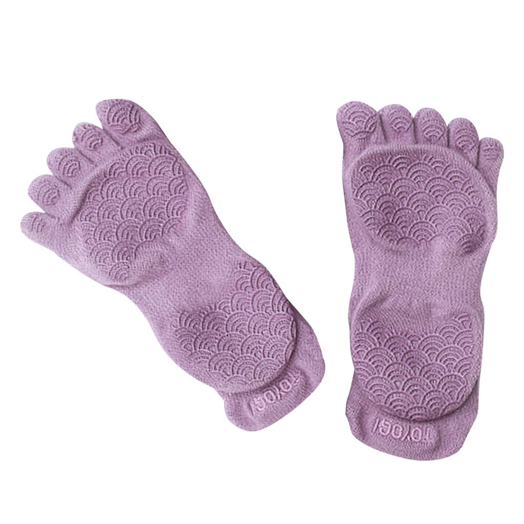 Calcetines de yoga para mujer, de algodón, suela antideslizante, forro de entrenamiento, color gris, talla M