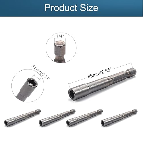 Miniatura 4 de Bettomshin 4 piezas de vástago hexagonal de 1/4 de pulgada, 3/16 pulgadas de punta magnética de cambio rápido, broca de destornillador de ajuste de