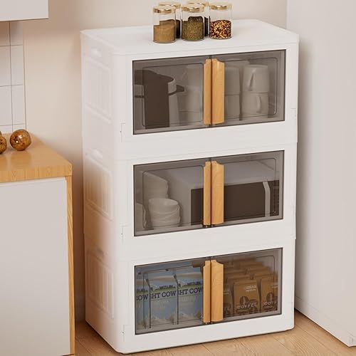 wookon Contenedores de almacenamiento plegables, 3 paquetes de contenedores de almacenamiento apilables, grandes contenedores de almacenamiento con