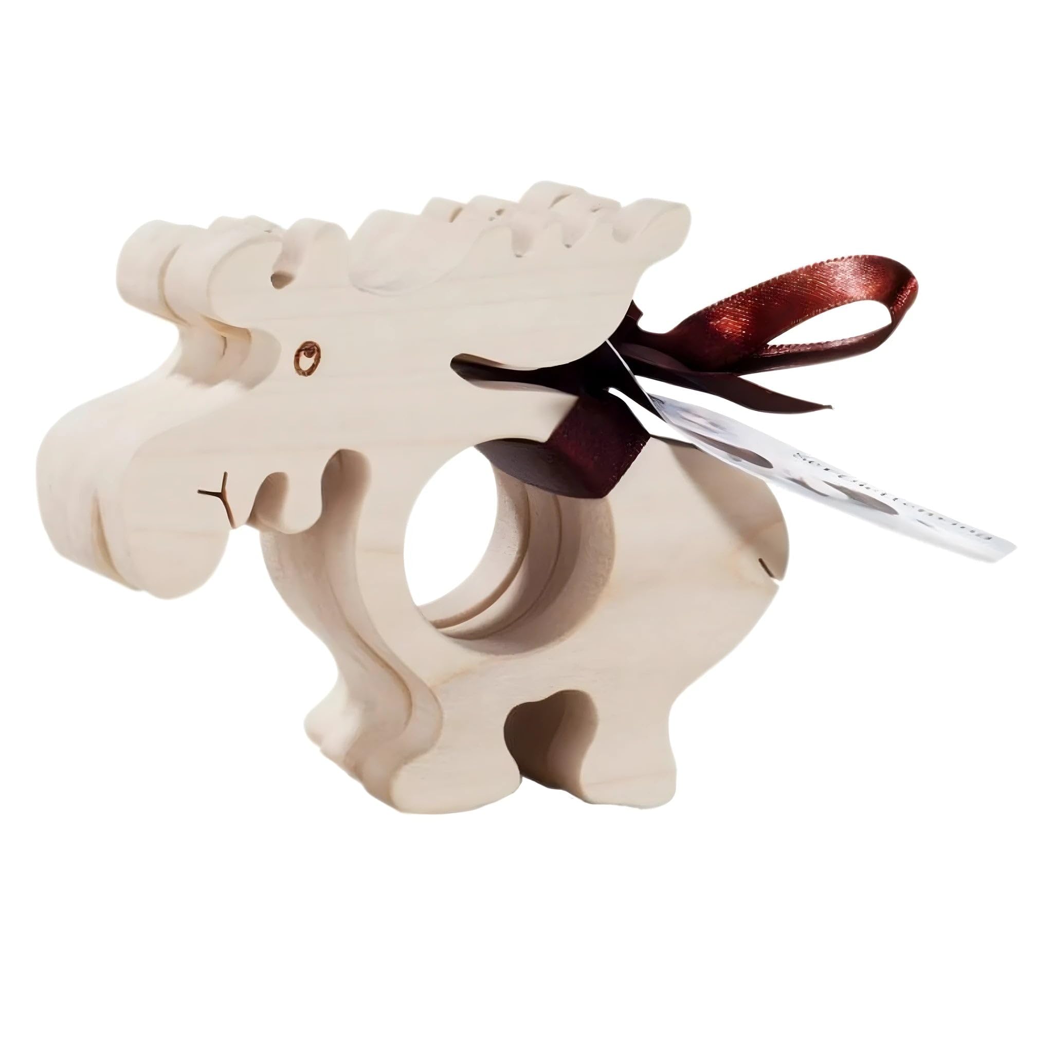 Ronds de serviette en bois élan Val Gardena 10 cm - Lot de 4