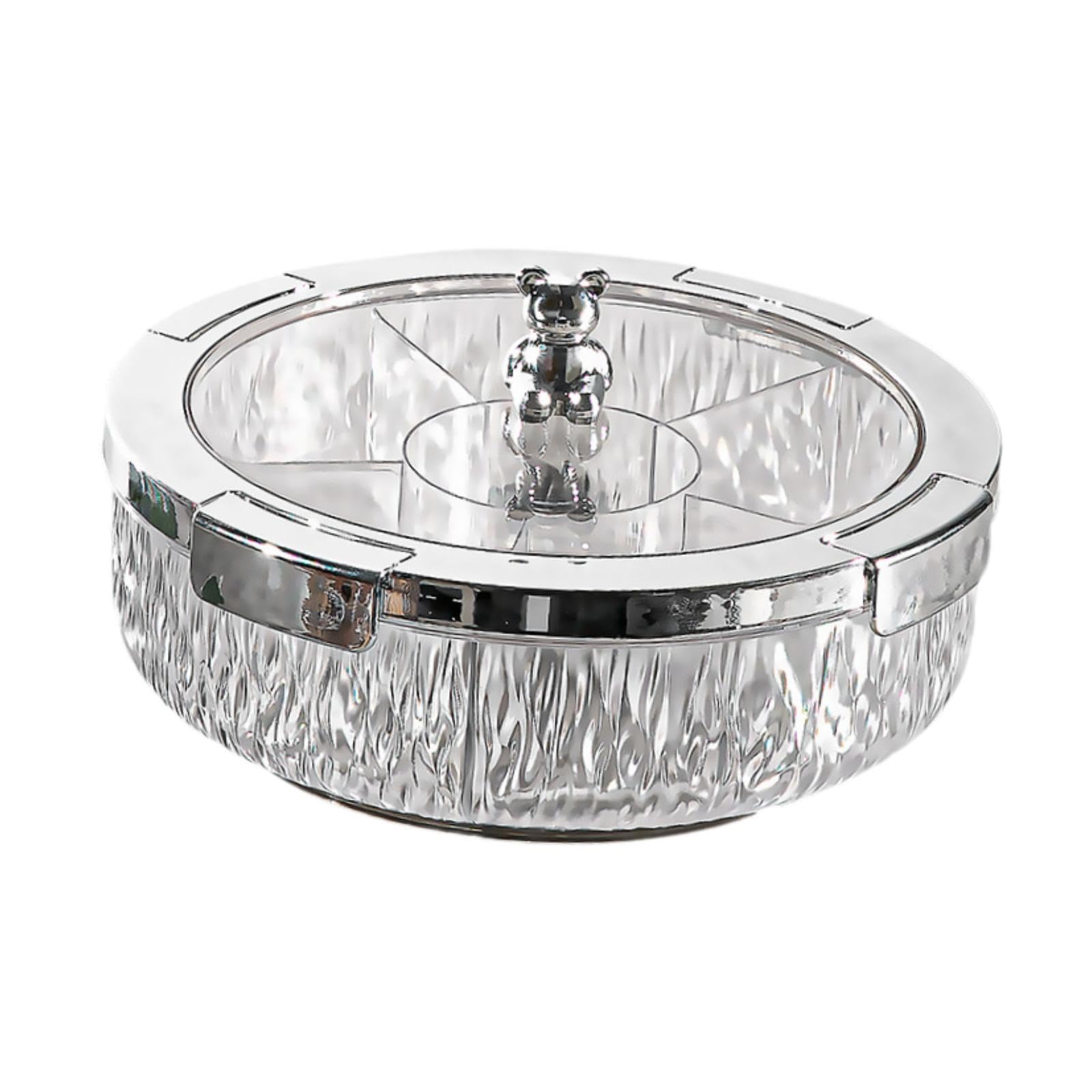 F Fityle Assiette de Fruits secs, Bonbons, Noix, Plat de décoration pour la Maison avec Compartiment, Plateau de Service Rotatif divisé, Assiette d'apéritif, Blanc