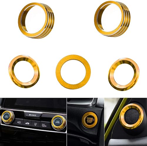 XITER Bocina de automóvil+aire acondicionado+parada de arranque del motor, cubierta de botón y perilla decorativa para Honda 10th Civic 2016 2017