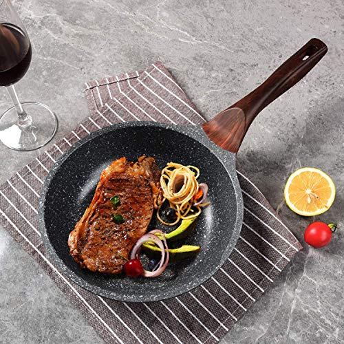 Caannasweis 8\" Nonstick Frying Pan Dishwasher Safe, Stone Skillet Pans for eggs, Induction Omelette Pan Non Toxic 100% PFOA Free