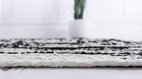 Miniatura 4 de Unique Loom Braided Chindi Collection Casual Modern Black Area Rug (9' 0 x 12' 0)