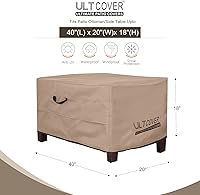 Vista 2 de ULTCOVER Cubierta otomana impermeable para patio, rectangular, para exteriores, tamaño 40 x 20 x 18 pulgadas