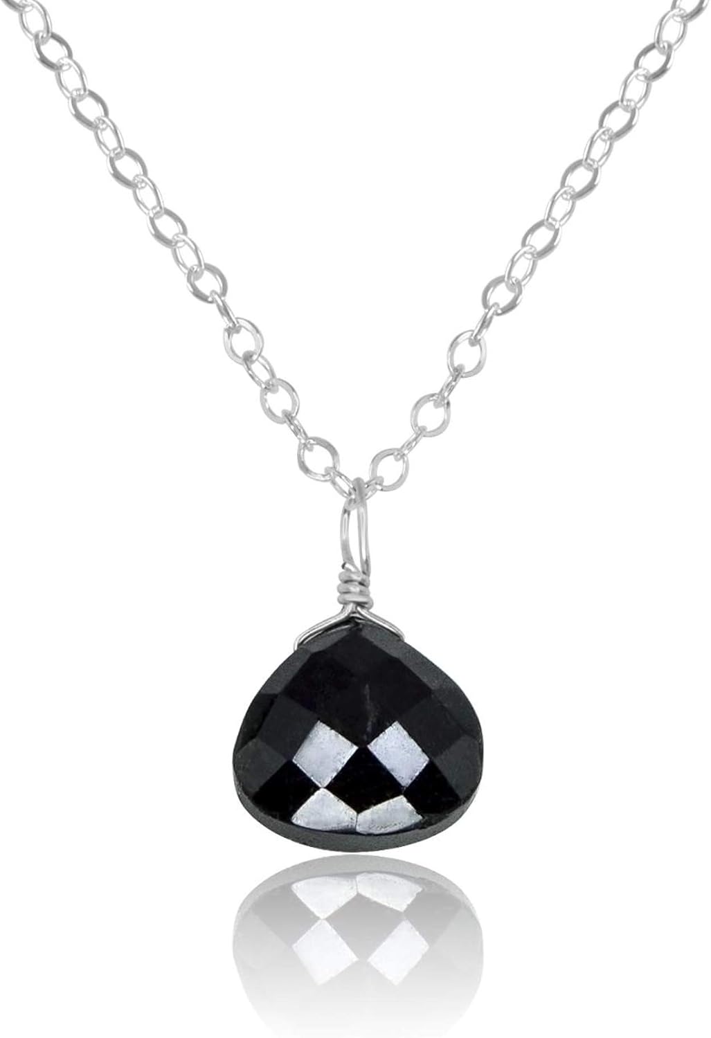Black Onyx Teardrop Necklace in Sterling Silver