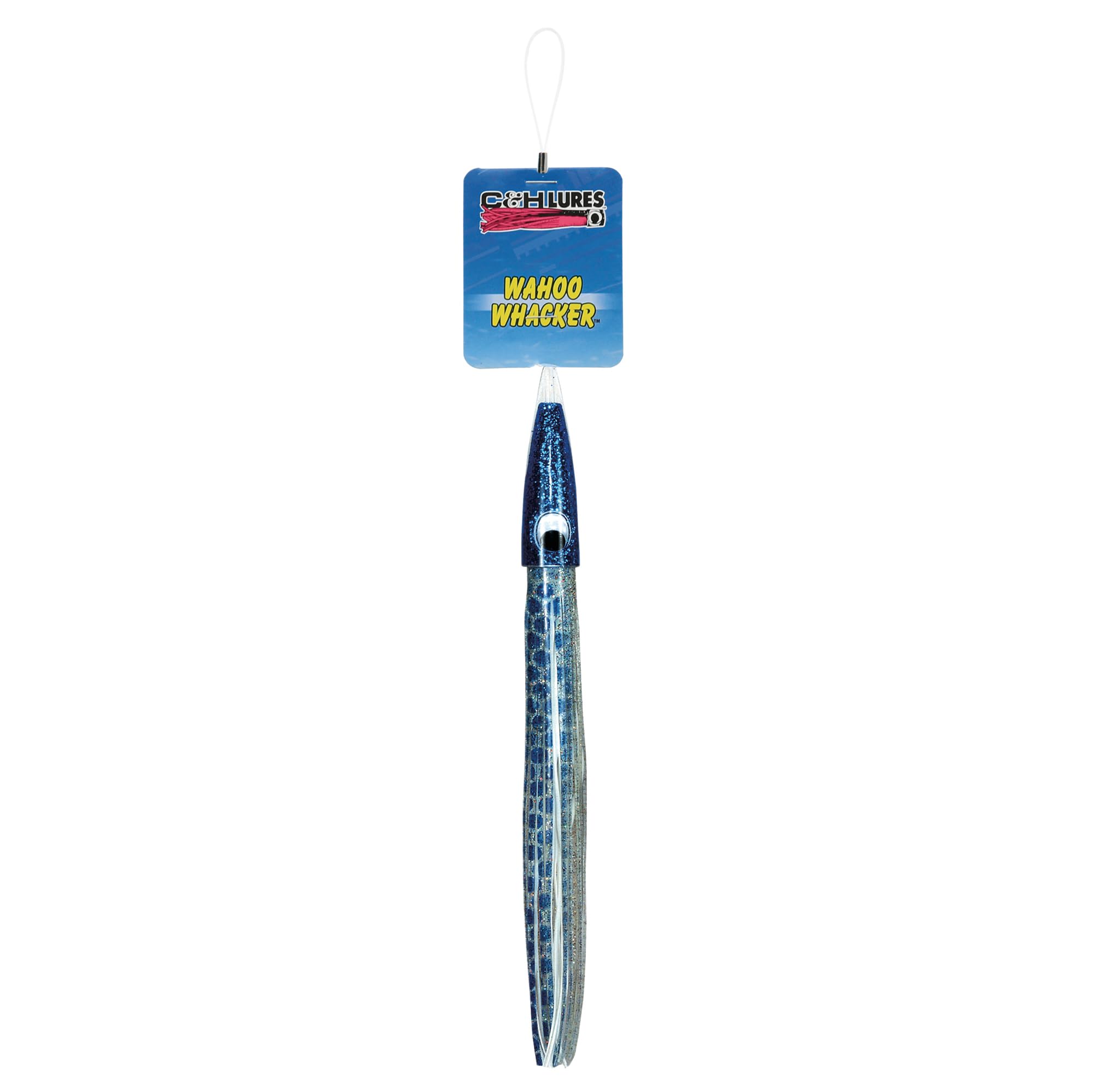 CandH Wahoo Whacker Feather Lure - 10in - White/Blue