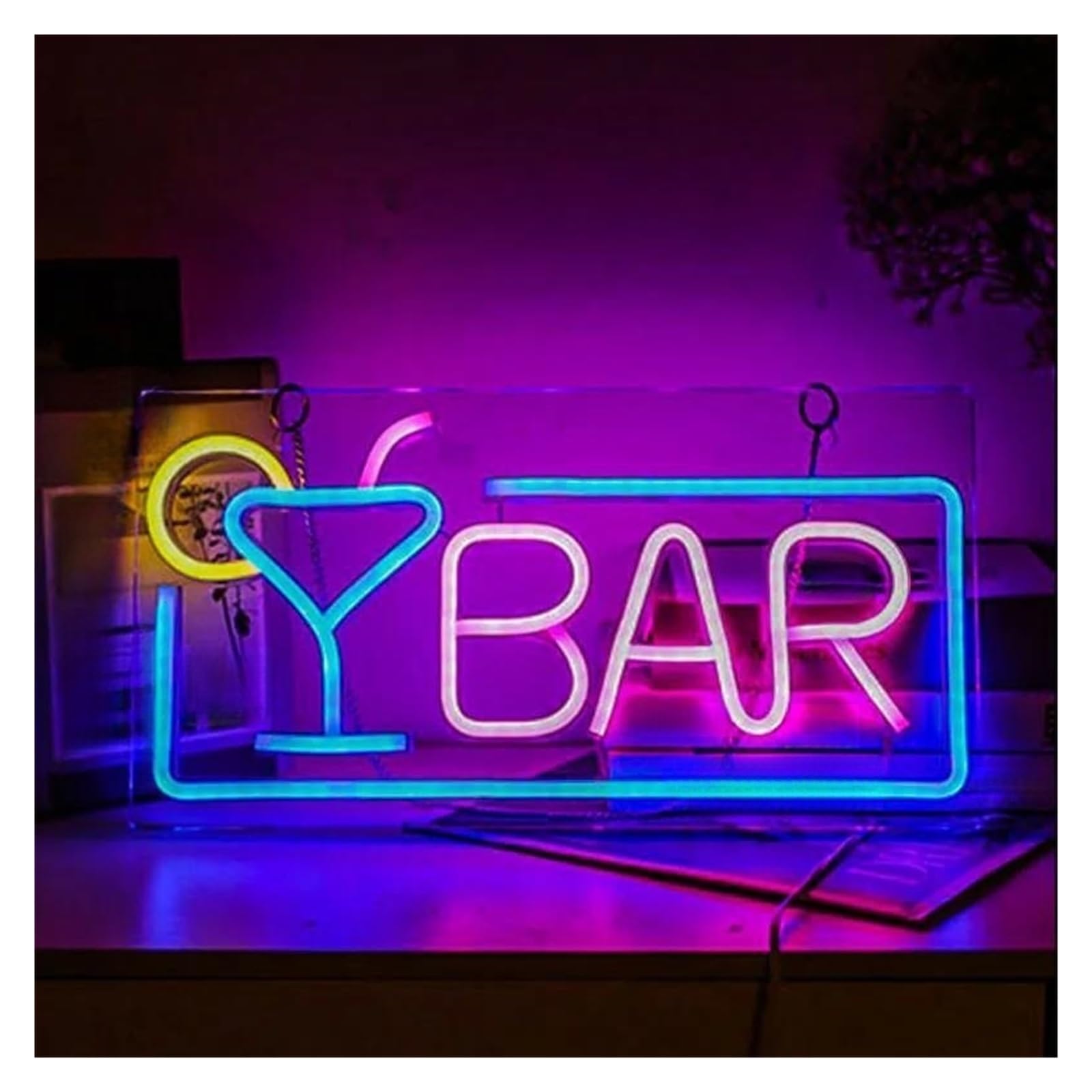 SHOUXI Sign Lamp Bar Neon Signs, USB Powered Beer Glass Bottle Neon Lights Suitable for Club Bistro Party Wall Decor Glow Sign 22cmx42cm(C)