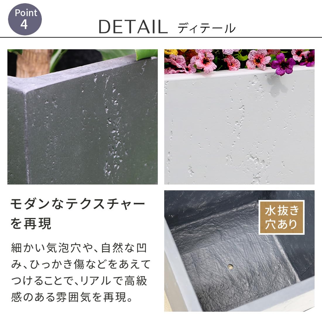 Amazon | プランター 角形 40cm マグネシアセメント製 コンクリート調