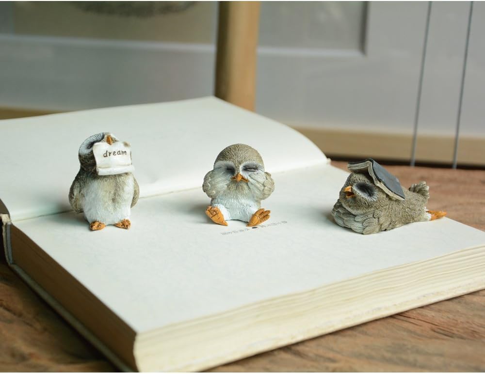 Top Collection Miniature Fairy Garden & Terrarium Cute Little Owls Statue (Set of 3), Small, Brown - Image 4