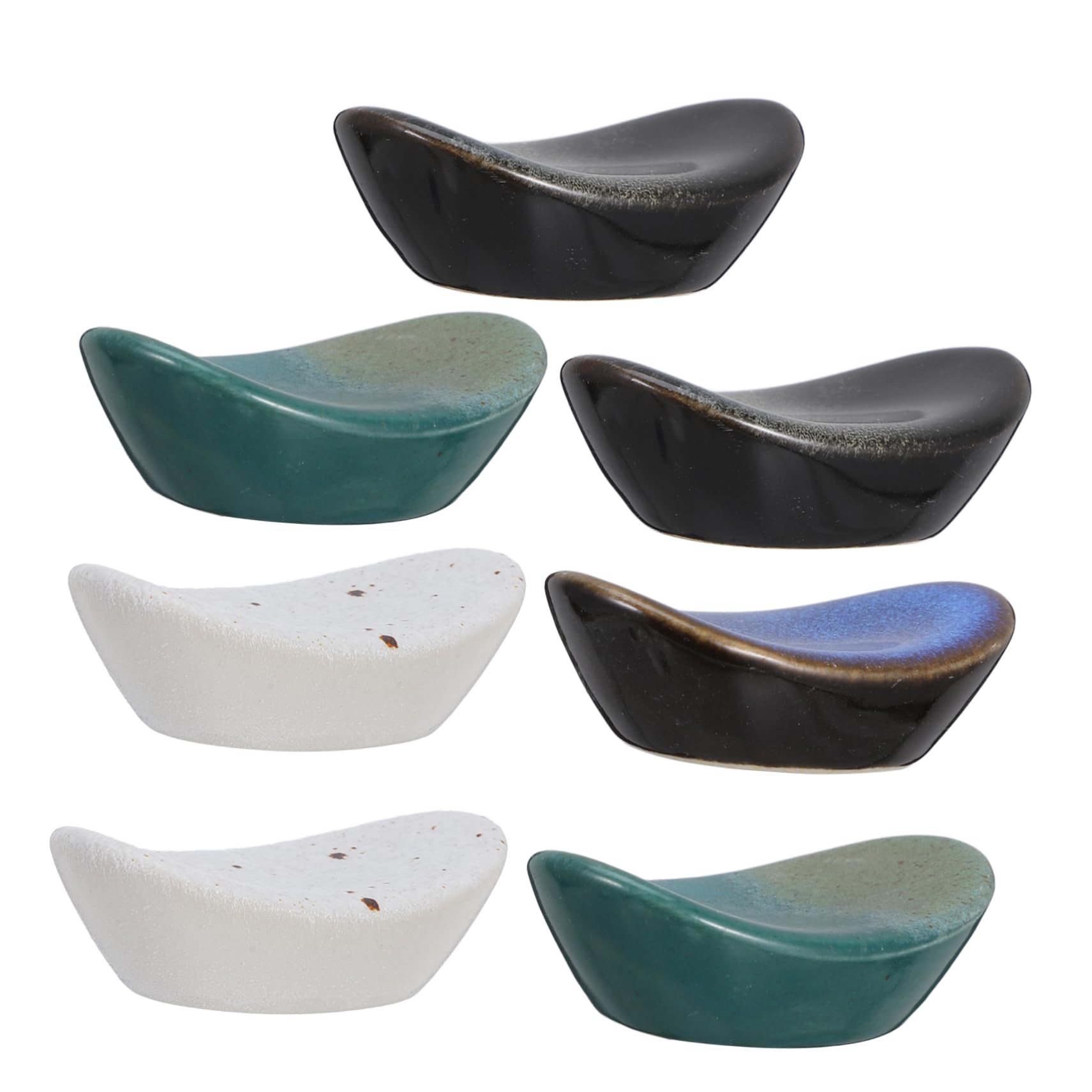 OFFSCH 7pc Ceramic Chopstick Rack Set Modern Chopsticks Holder Spoon Rest Porcelain Stand Japanese Style Rest