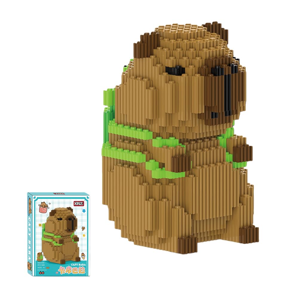 MGKEOUF 3D Capybara Micro Building Blocks Set,Tortoise Style Mini Model Kit for Adults, Stress Relief Desk Decor Craft, Cute Office Animal Toy for Animal Lovers Capybara Gift
