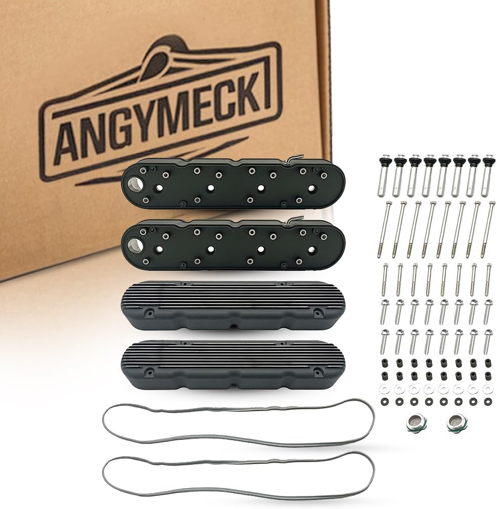 2 Sets Finned Vintage Hidden Coil Black Valve Cover fits All LS Engines Using LS1, LS2, LS3, LS6 And LS7 Or Similar Coils With Spacing 72mm Bolt Spacing 241-182