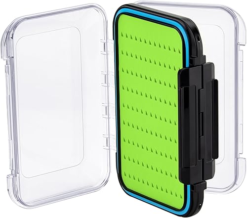 Gonex Cajas de pesca con mosca para cajas de jig de pesca con mosca de dos caras, caja de pesca con mosca impermeable y ligera, tapa transparente de