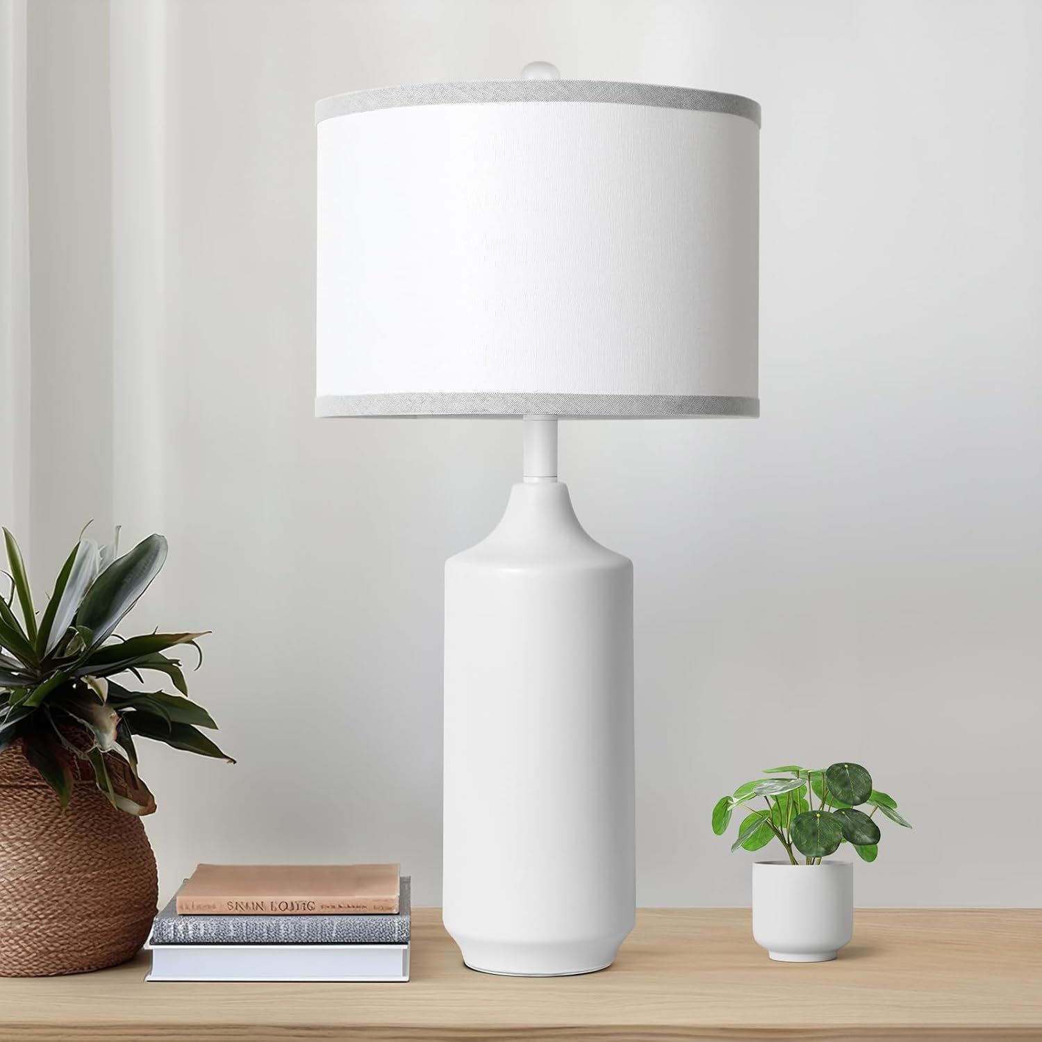 26in Table Lamp for Living Room, Farmhouse Nightstand Lamp, Modern Tall