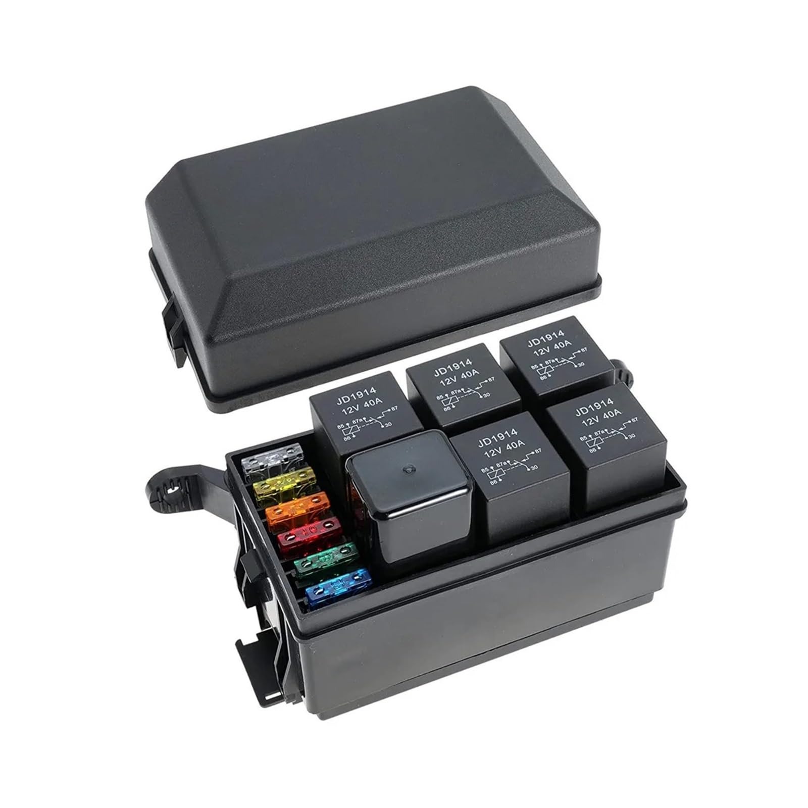 leistungsrelais 12 24V 40A Relais 6 Slots Automotive Universal Relais 4 5 Pin ATC/ATO Sicherungskasten Relais und Kabelbaum for Auto Zubehör(24V 4PIN no line)