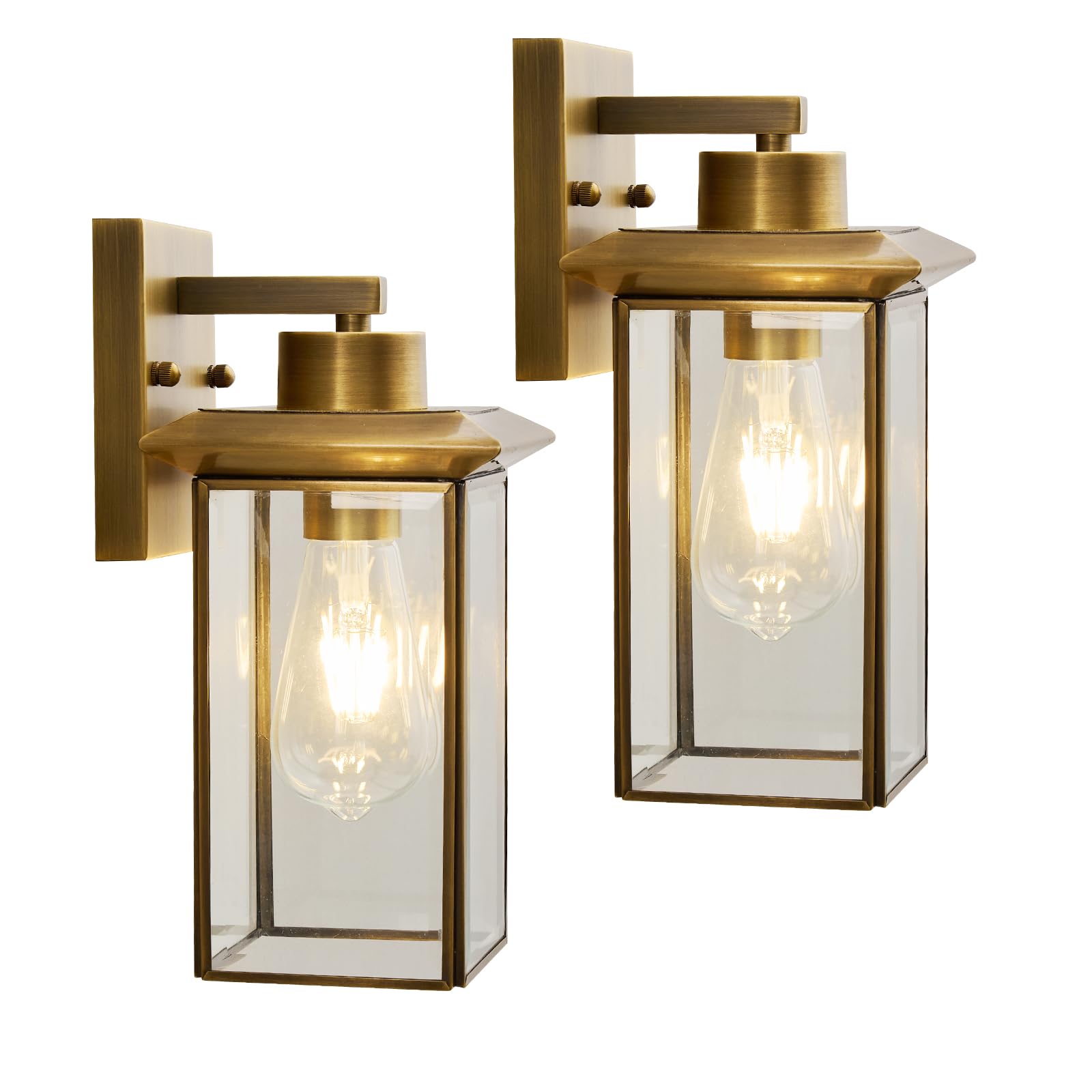Photo 1 of Hemali Brass Outdoor sconces, Exterior Wall Light Fixtures, Bronze Porch sconces Modern Rustproof Wall Sconces for Garage Yard Patio.2-Pack
