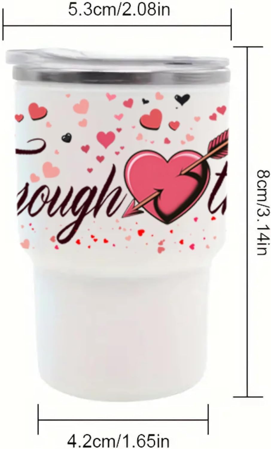 Valentine Mini Tumblers – Set of 6 Colorful 3oz Stainless Steel Shot Cups with Lids & Straws – Fun Galentine's Gift Drinkware (Shot Through the Heart)