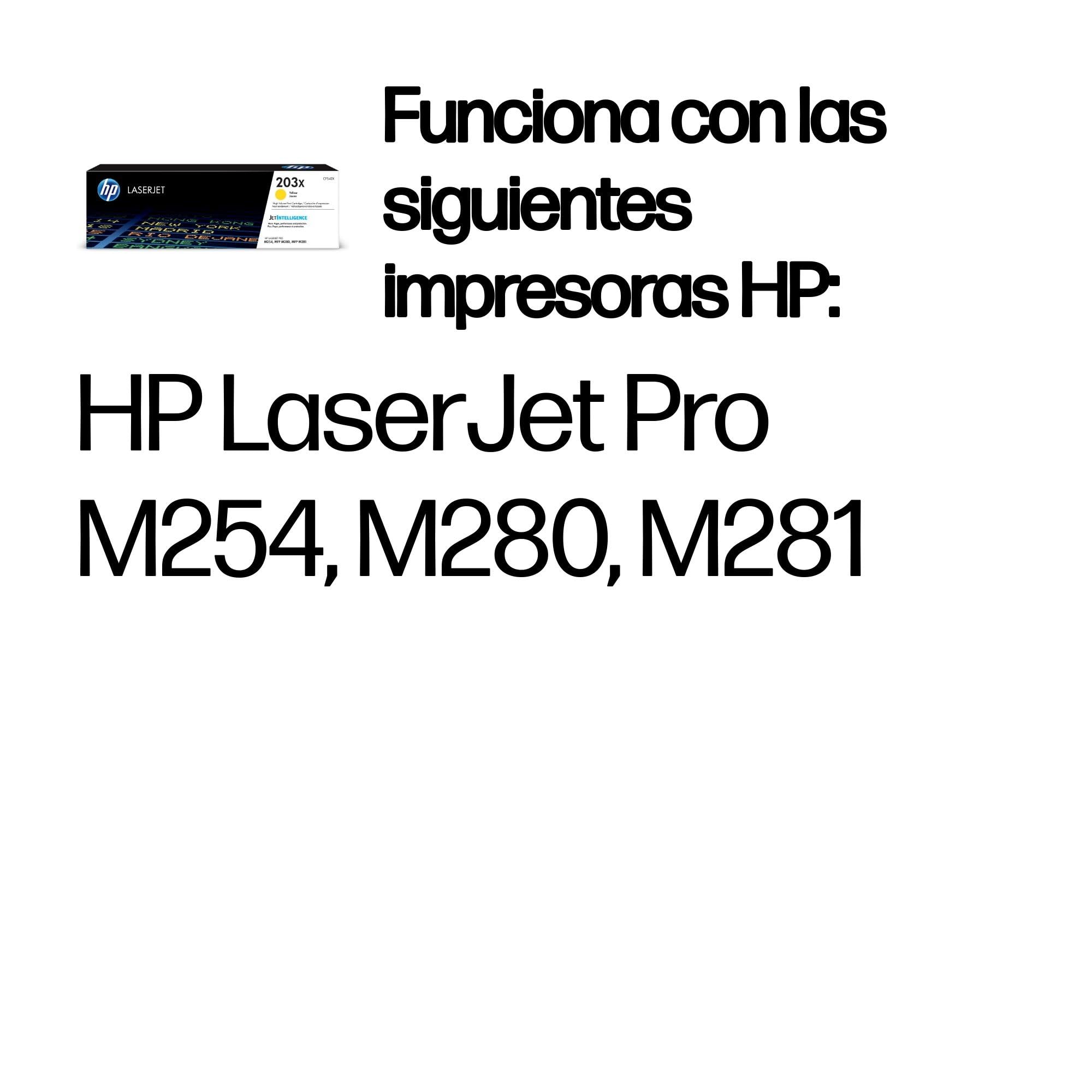 HP 203X CF542X Amarillo, Cartucho Tóner de Alta Capacidad Original, de 2.500 páginas, para impresoras HP Color LaserJet Pro serie 254, 280 y 281