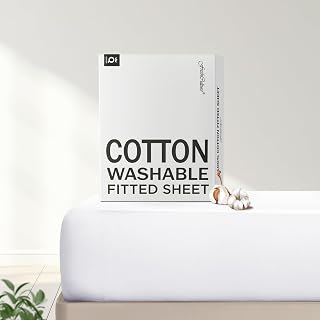 FreshCulture Queen Fitted Sheet 300TC Percale Cotton, Breathable Soft Deep Pocket up to 16", OEKO-TEX Certified, White