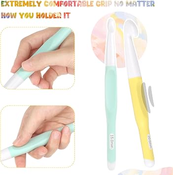 Reessy Crochet Hooks Large 20mm 15mm 12mm 10mm 8mm, Ergonomic Crochet Hooks Set for Chunky Yarn, Non Slip Handle Crochet Hook, Extra Deep Throat Hook for Crochet Blankets, Shawl and Carpet