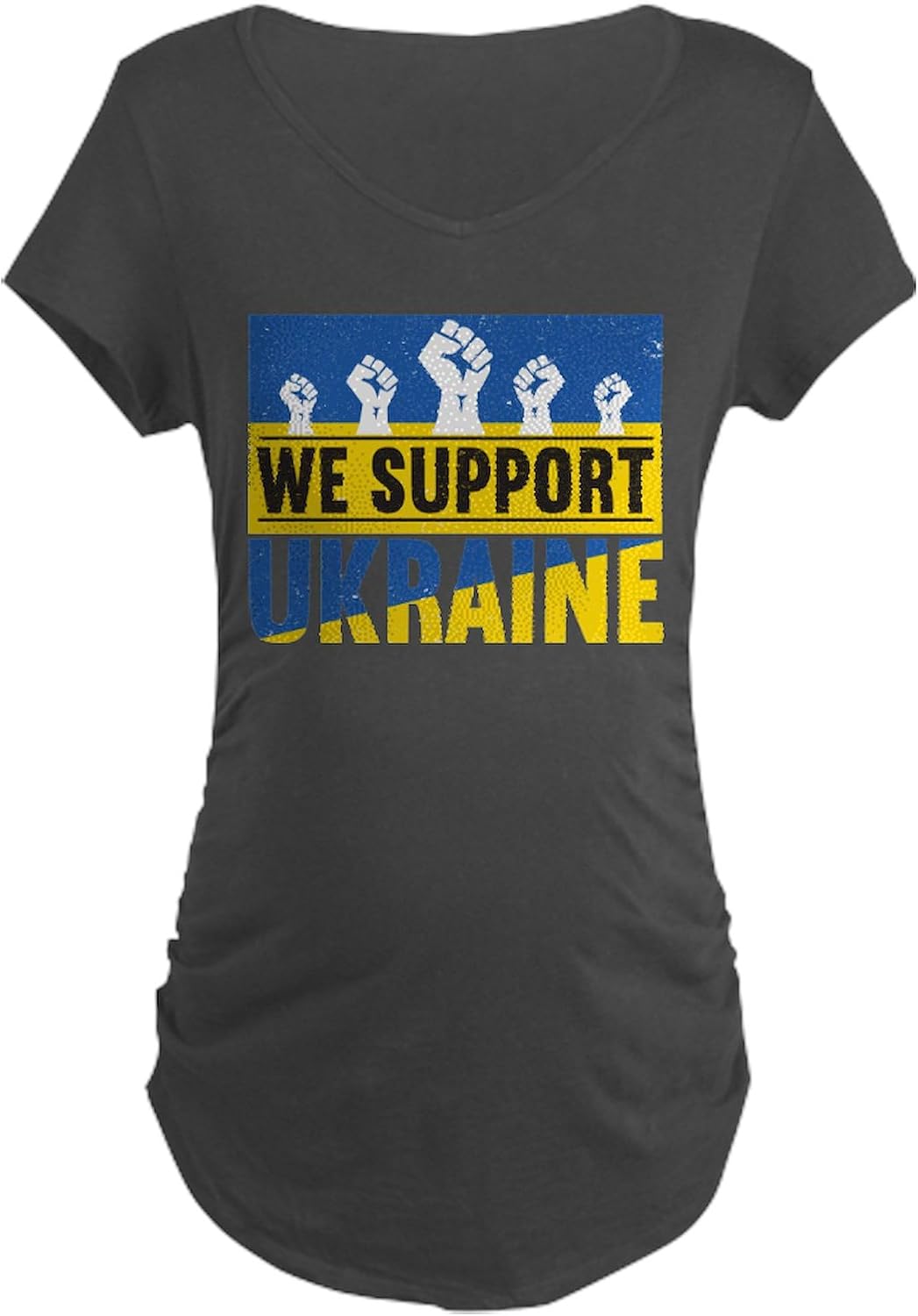 CafePress We Support Ukraine Maternity T Shirt Women's Maternity Ruched Side T-Shirt