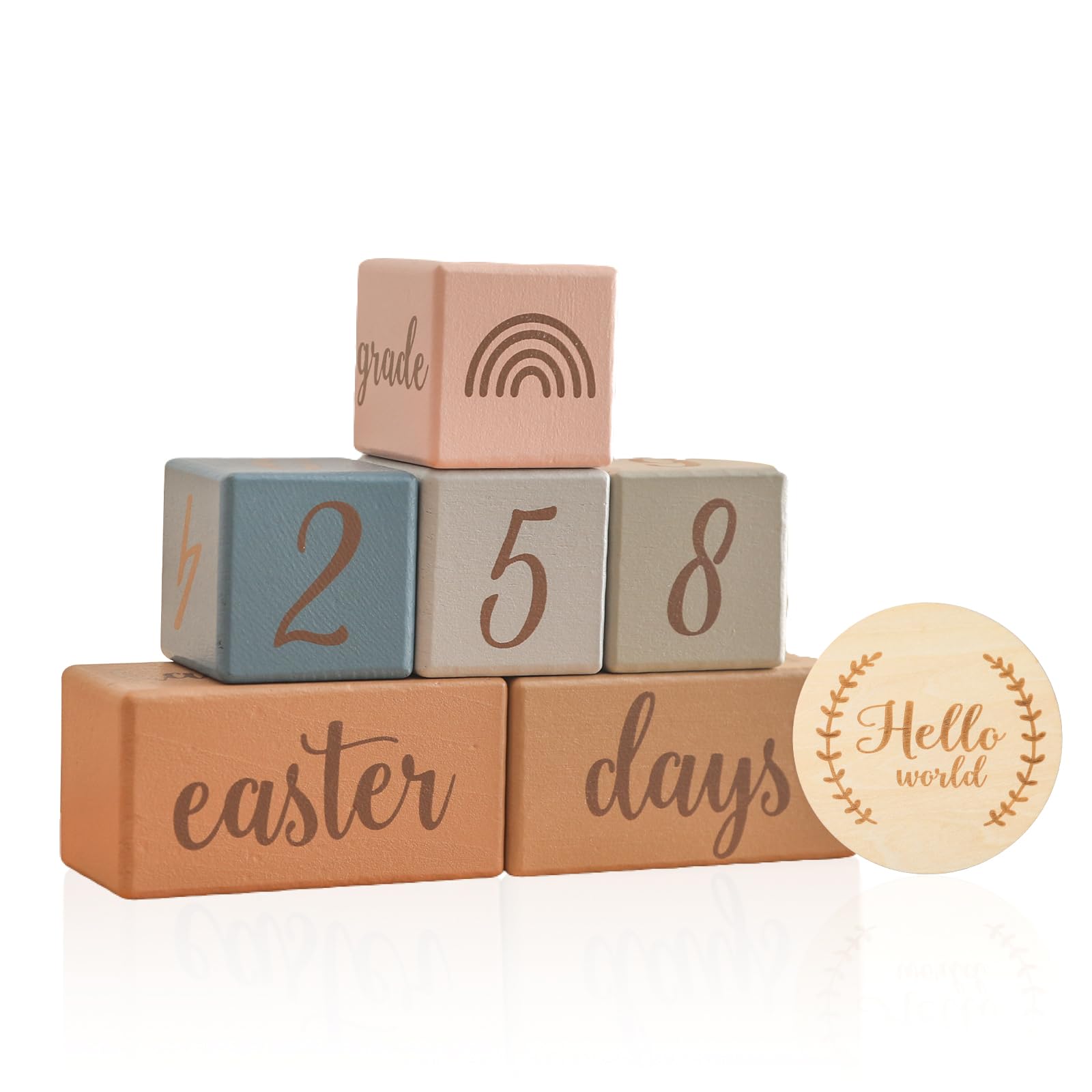 Monthly Baby Milestone Blocks Set of 3 Baby Age Blocks for Monthly Milestone Baby Age Milestone Signs Wooden Baby Photo Props Set Perfect for Baby Shower and Keepsake (Gift Set 3 PCS)