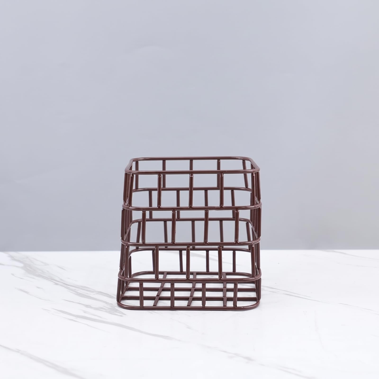 Cesta Alambre Hierro Compacta Cesta Rejilla Metálica Resistente Contenedor Rejilla para Mesa, 14x14x36.5cm