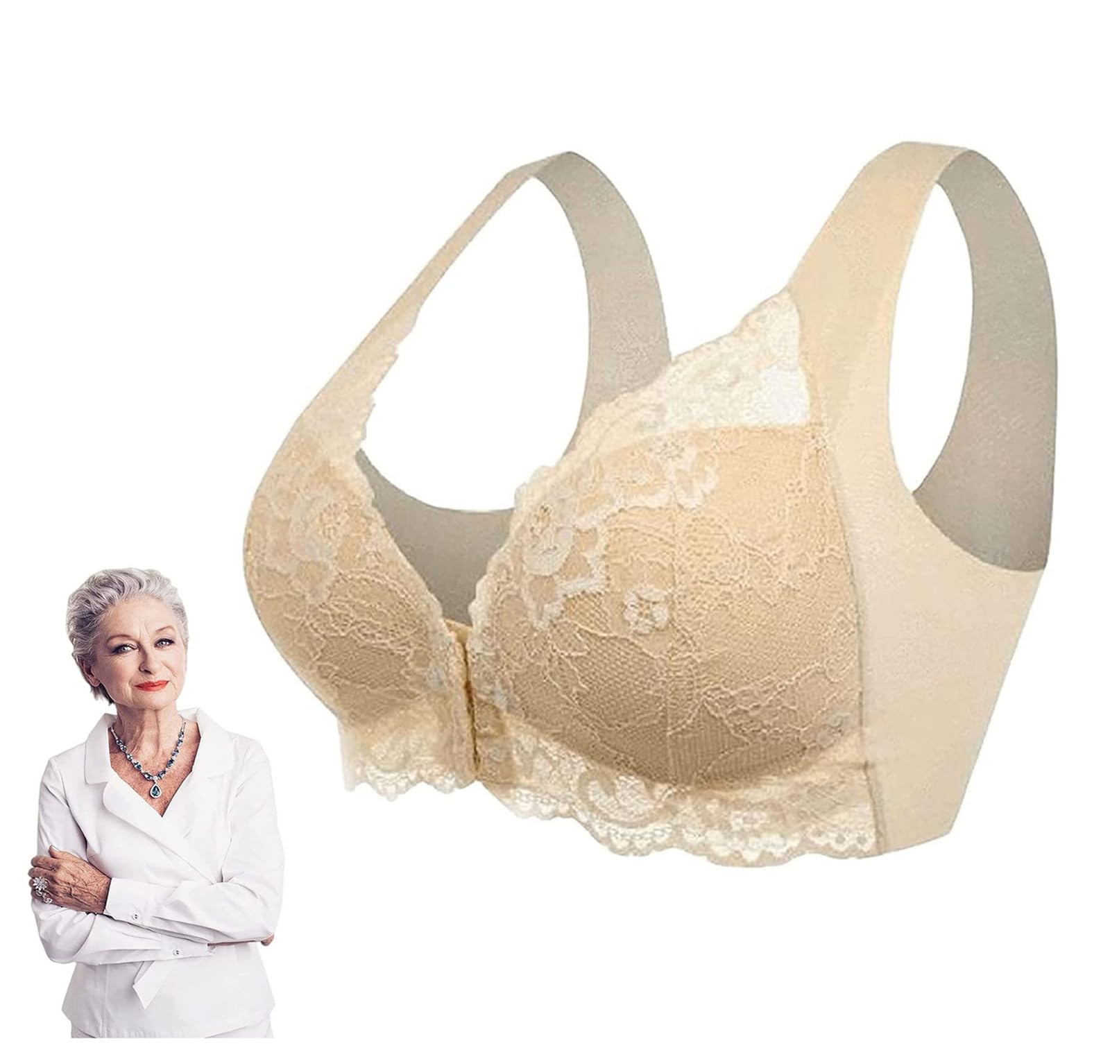 Front Closure '5D' Shaping Wireless Beauty Back Bra, Front Closure 5D Shaping Push up Bra for Older Women