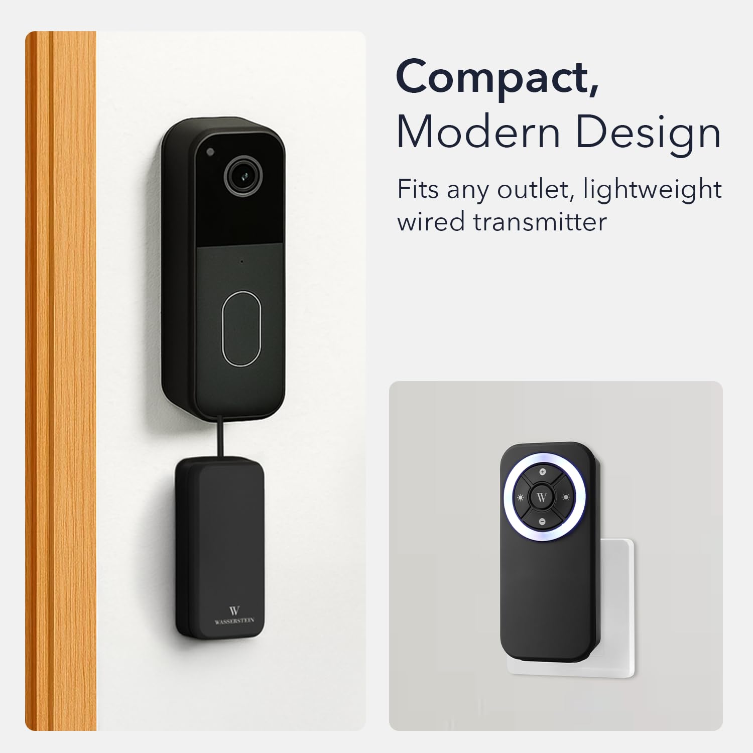 Wireless Doorbell Chime Extender Kit For Blink Video Doorbell (1st & 2nd Gen) – 656ft Range, 58 Melodies, 5 Volume Levels, LED Flash, Sleek Round Transmitter (Black)