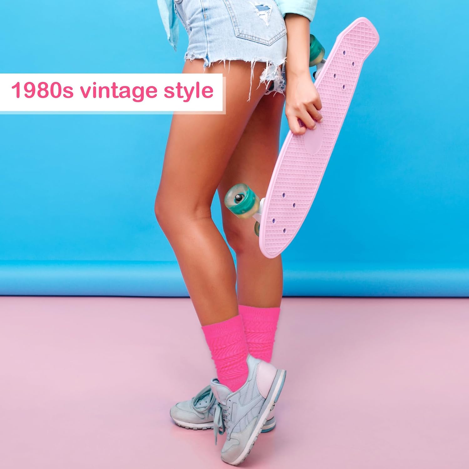 2 Pairs Neon Socks Women, 80 90s Soft Slouch Socks,Extra Long Neon Leg Warmers,90s Outfits NeonAccessories,Glow in the Dark Clothes - Image 7