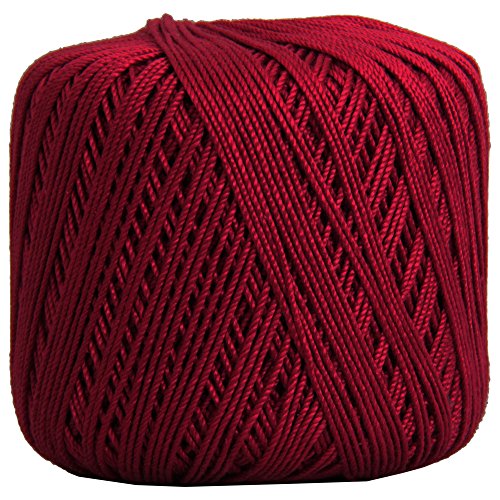 Image of ThreadArt 100% Cotton Crochet Thread Size 3, Burgundy 37 | Soft pure cotton crochet thread for lace, doilies, amigurumi and crafts. Smooth finish with crisp stitch definition.