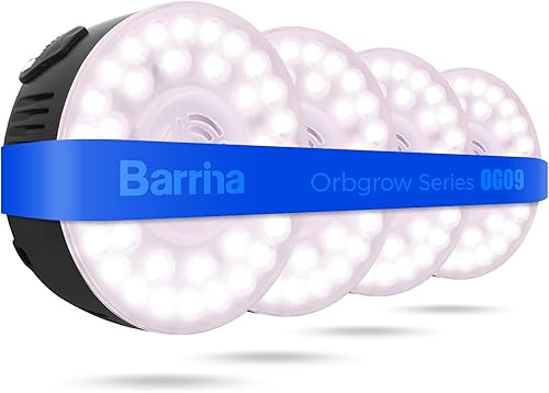 Barrina Orbgrow OG09 Puck LED Grow Light, Pinkish White 36W(4 x 9W, 540 Watt Equ