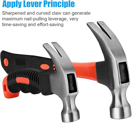 Miniatura 4 de Juego de martillos de 2 piezas, incluye 1 paquete de mini martillo de garra rechoncho de 8 onzas y 1 paquete de martillo de fibra de vidrio de uso