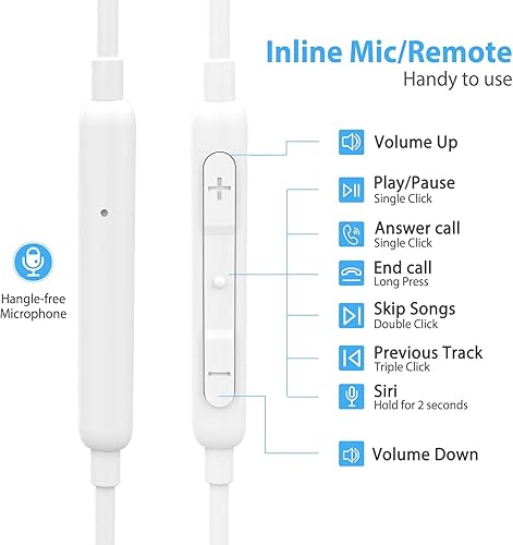 Miniatura 2 de Lightning - Auriculares magnéticos intraurales con certificación MFi con controlador de micrófono para entrenamiento deportivo, compatibles con