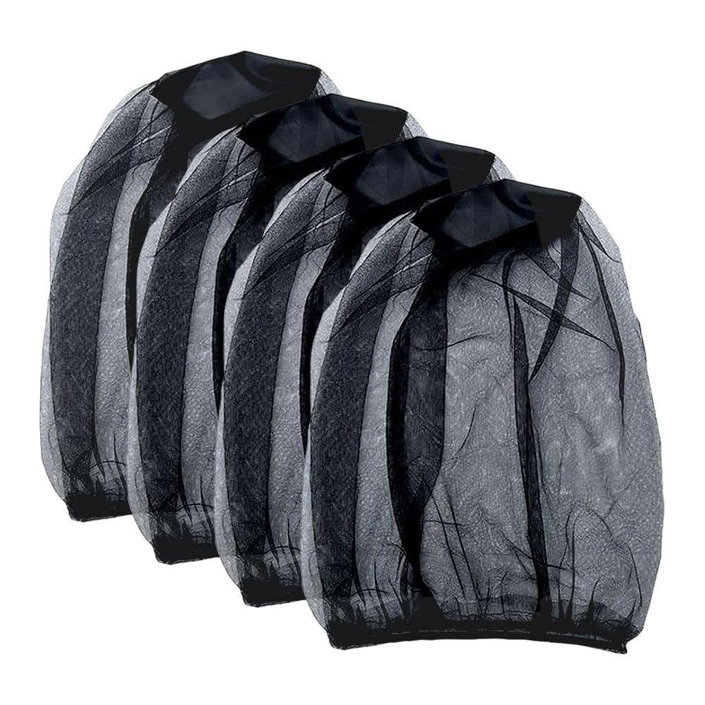ccHuDE4 Pcs Face Mesh Nets Mosquito Protection Nets Mosquito Hats Black Head Net Covers Face Netting Covers Large Outdoor Head Mesh Hats for Women Men