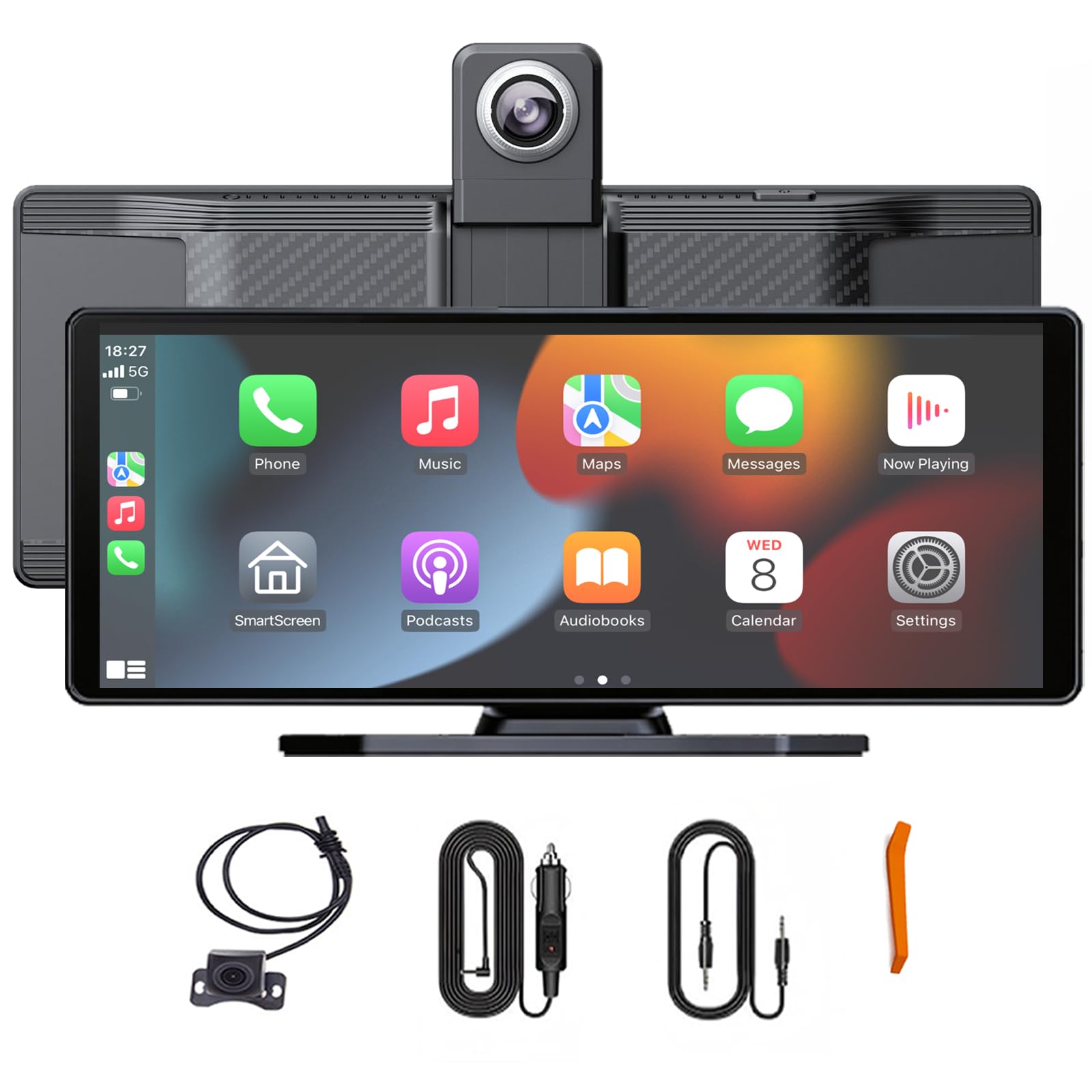 Photo 1 of 10.26 Inch Wireless Apple CarPlay & Android Auto Screen for Car with 4K Dash Cam,Ultra-Light Touchscreen, IP68 1080P Backup Camera, GPS Navigation, Voice Control, Mirror Link(No Card)