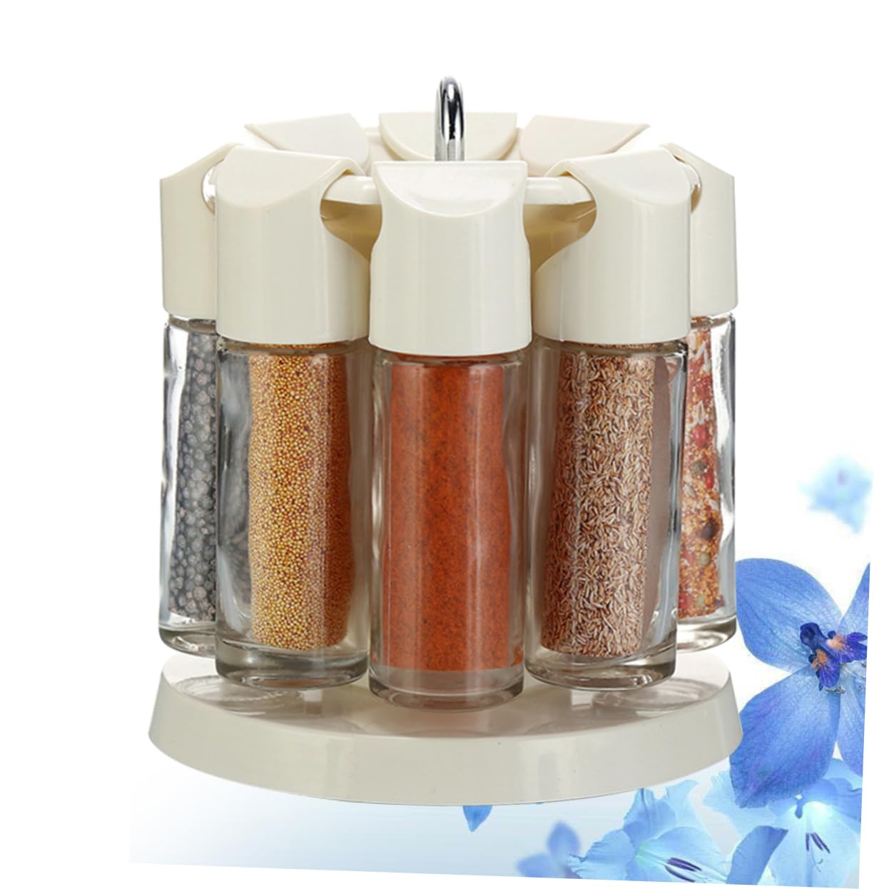 Set portaspezie in vetro rotante a 360°, design ABS, leggero, perfetto per barbecue e spezie in polvere, colore casuale, essenziale per la cucina nizzata
