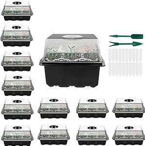 Boloshine Pack Of 6 Greenhouse Cultivation Bowl Pots, Indoor Greenhouse Plastic Kweekbakken Zaailing Starter Trays Met 12 Plantgaten En Li