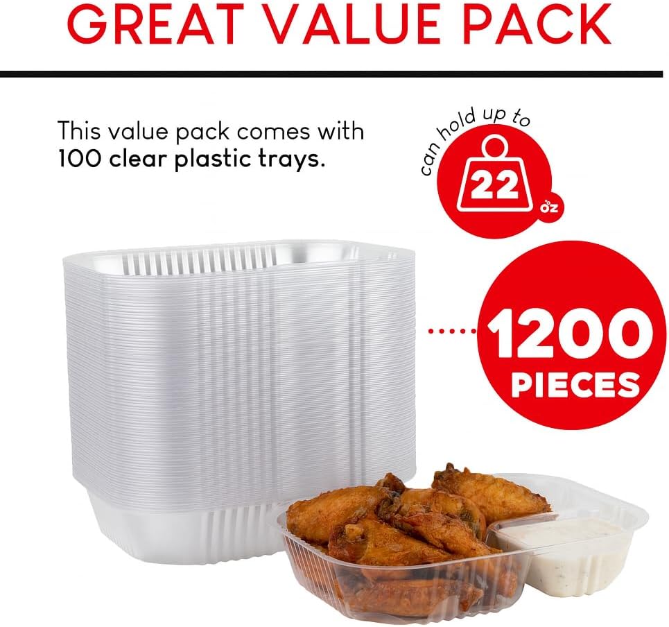 22oz Plastic Nacho Trays (1200 Pack) Large Disposable Tray for Nachos & Cheese Dip, Concession Stand Supplies, Movie Night Snacks for Kids, Carnival Party Decorations, Food Boats, Snack Containers