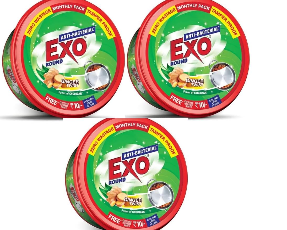 Exo Antibacterial Dishwashing Bar 250g. [ Pack of 3 ] + 10 Green Scrub. + 4 Steel Scrub (Zero Waste Temper Proof Pack) (B0DBHZK1X4) Amazon Price History, Amazon Price Tracker