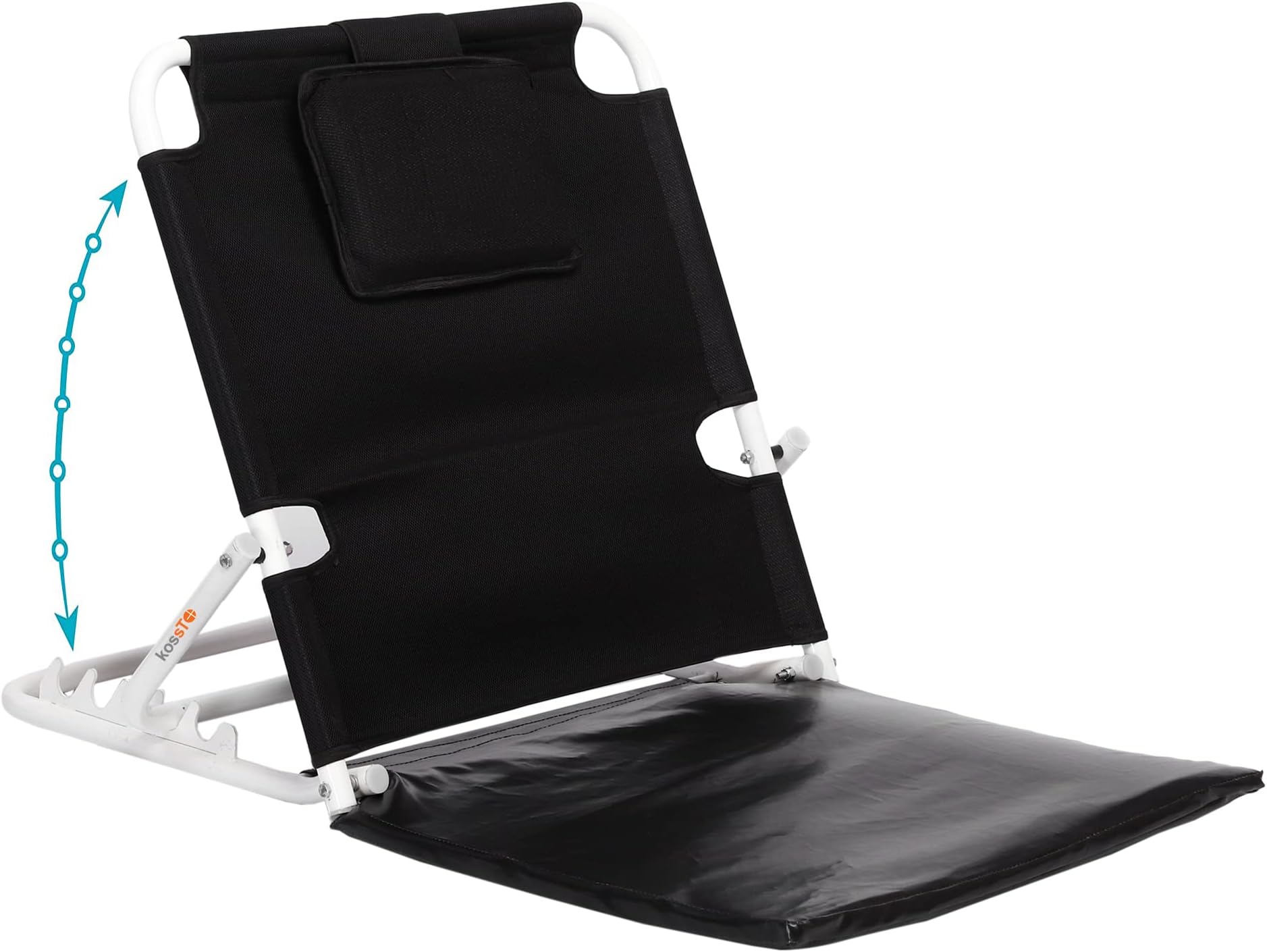 kossto Adjustable Hospital Back Rest for Use on Bed OR Back Support Back Adjustable, Multi Function, 5 Changeable Recline Angles,Foldable & Portable Universal Size (Black)