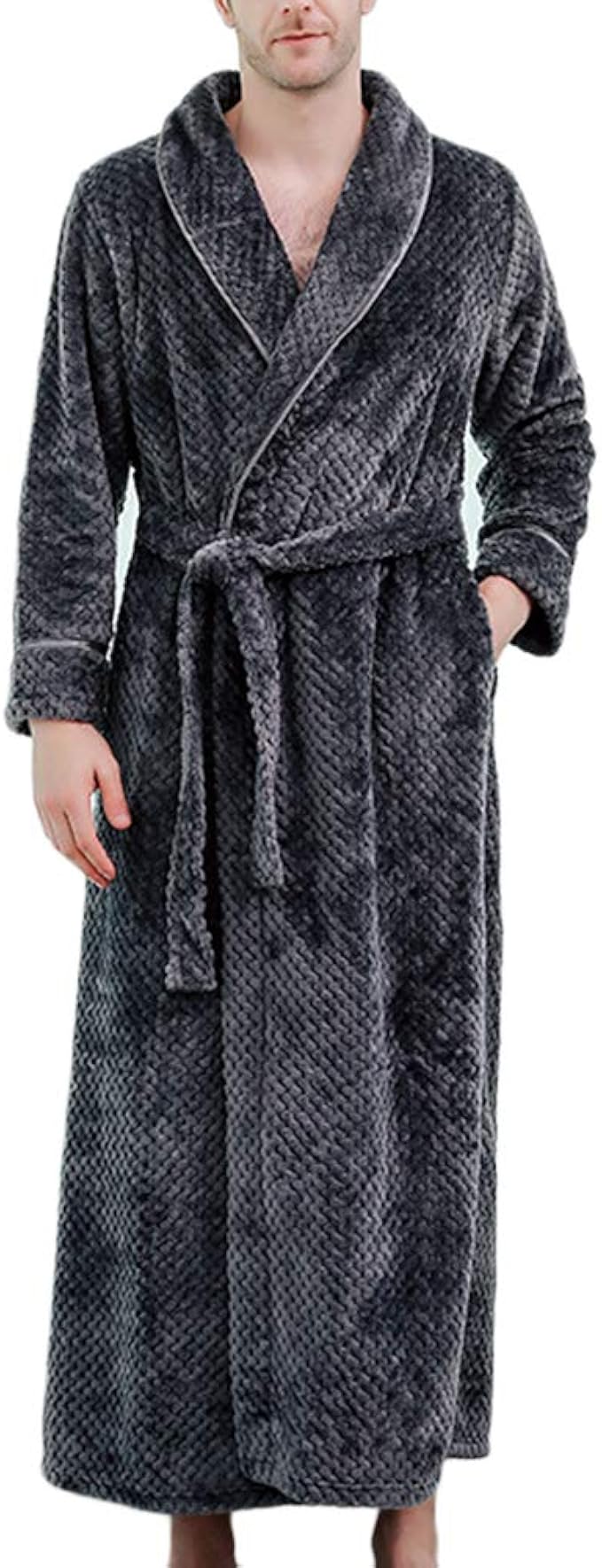 Soft Plush Dressing Gown, Unisex Wrap Housecoat Bathrobe Warm Cosy
