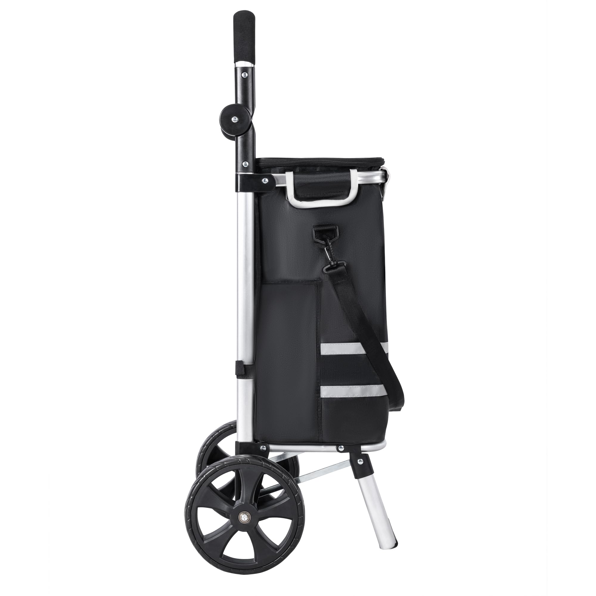 T-LOVENDO.ES Carro Compra Plegable Ruedas Grandes Aluminio Ligero Bolso Térmico Aislamiento Reflectante Bolsa Extraíble Transporte Fácil Ergonómico Resistente Compacto Multifunción Urbano